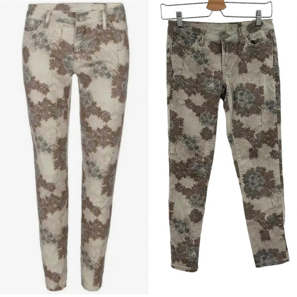 AllSaints Brodie Wreath Print Skinny Jeans Pants Low-Rise‎ Cropped Denim Size 25 - Picture 1 of 10